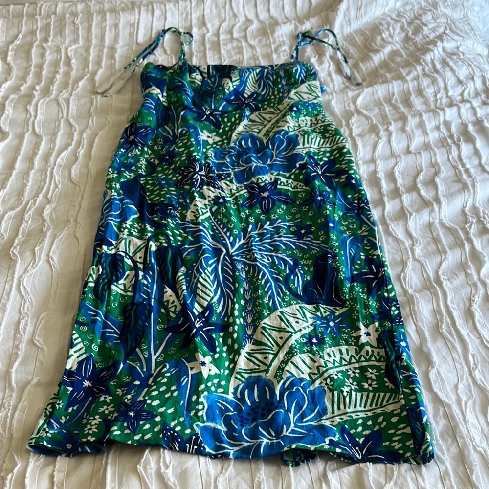 Rachel Zoe Blue Green Floral Sundress